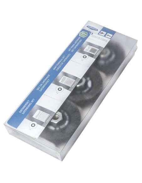 KIT RUEDAS FIBRA SIN TEJER PARA SATINAR 3 PIEZAS CON TUERCA M14 9.000 (R.P.M)