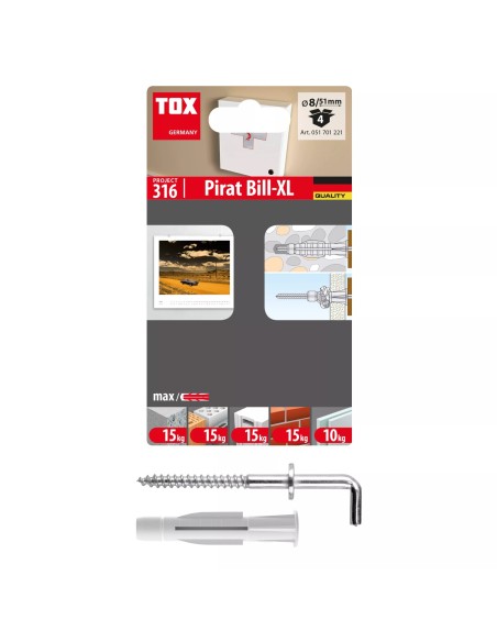 BLISTER DE 4 TACOS TRIKA 8X51 MM + GANCHO H-D FORMA 22