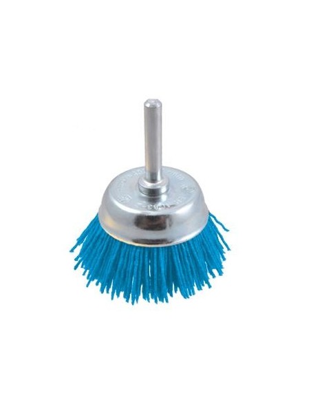 CEPILLO TAZA DE HILOABRASIVO CON VASTAGO 6 MM 0.90 MM Y GRANO 180 AZUL (50X17 )