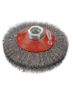 CEPILLO DE ACERO LATONADO ONDULADO CON TUERCA M14 HILO DE 0.30 MM (100X20X20 )