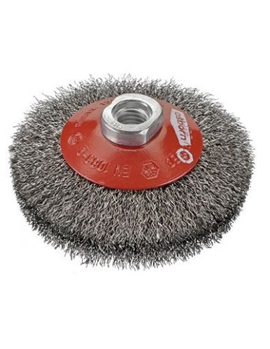 CEPILLO DE INOX ONDULADO CON TUERCA M14 Y FILAMENTO DE 0.30 MM (125X10X25 )