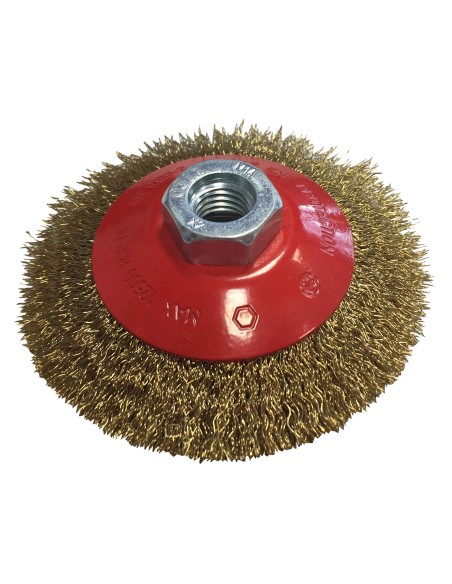 CEPILLO DE INOX ONDULADO CON TUERCA M14 Y FILAMENTO DE 0.30 MM (125X10X25 )
