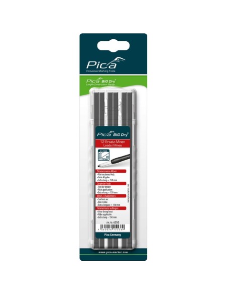 ESTUCHE CON 12 MINAS DE CARPINTERO BIG-DRY DE GRAFITO 2H (BLISTER)