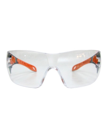 GAFAS DE SEGURIDAD TRANSPARENTES CON PATILLAS NARANJAS EVO