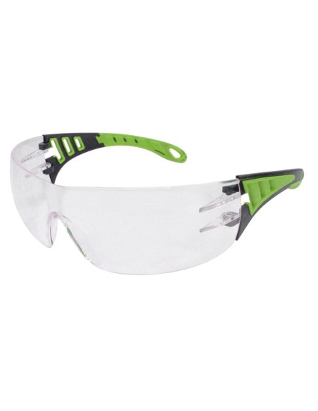 GAFAS DE SEGURIDAD TRANSPARENTES CON PATILLAS VERDES EVO