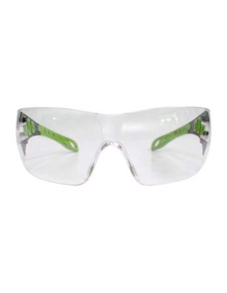 GAFAS DE SEGURIDAD TRANSPARENTES CON PATILLAS VERDES EVO