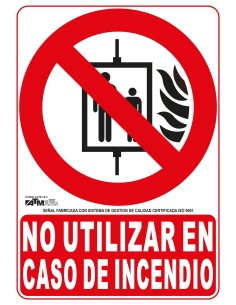 SEÑAL NO UTILIZAR EN CASO DE INCENDIO PVC CLASE B