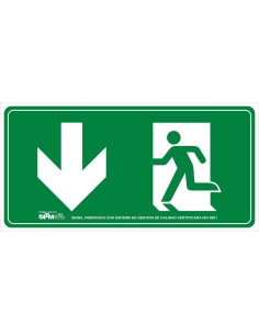 SEÑAL EVACUACION FLECHA ABAJO PVC CLASE B