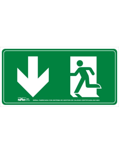 SEÑAL EVACUACION FLECHA ABAJO PVC CLASE B