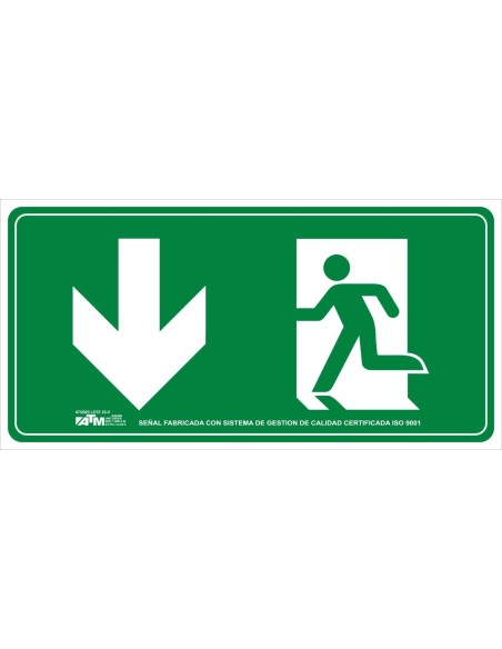 SEÑAL EVACUACION FLECHA ABAJO PVC CLASE B