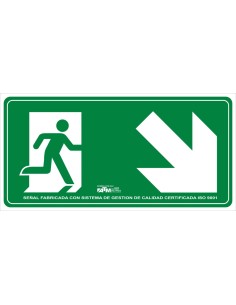 SEÑAL EVACUACION ESCALERA ABAJO DERECHA PVC CLASE B