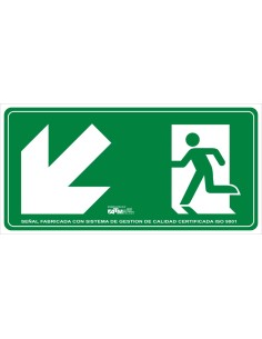 SEÑAL EVACUACION ESCALERA ABAJO IZQUIERDA PVC CLASE B