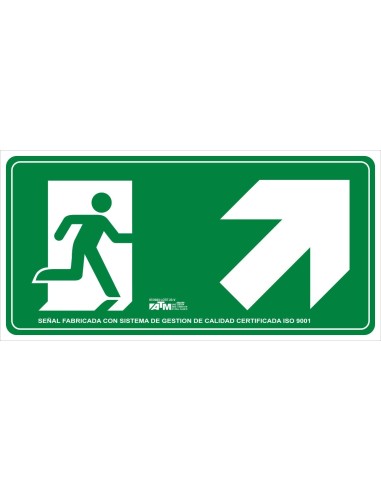 SEÑAL EVACUACION ESCALERA ARRIBA DERECHA PVC CLASE B