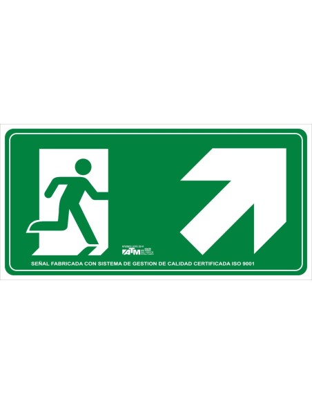 SEÑAL EVACUACION ESCALERA ARRIBA DERECHA PVC CLASE B