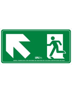 SEÑAL EVACUACION ESCALERA ARRIBA IZQUIERDA PVC CLASE B