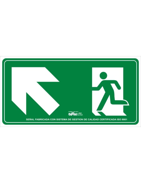 SEÑAL EVACUACION ESCALERA ARRIBA IZQUIERDA PVC CLASE B
