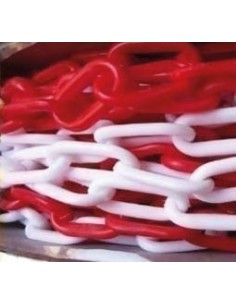 CADENA PLASTICO BLANCA Y ROJA DE 25 M