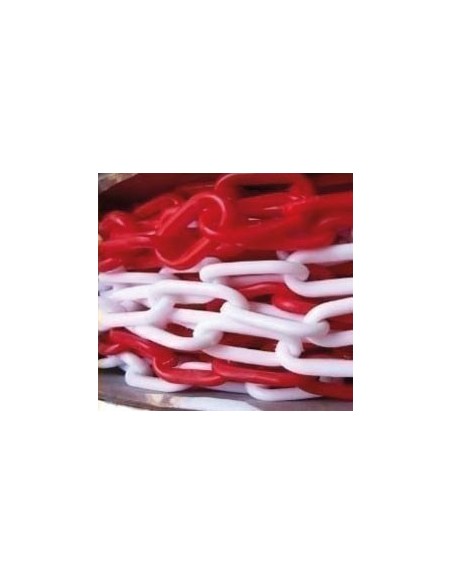 CADENA PLASTICO BLANCA Y ROJA DE 25 M