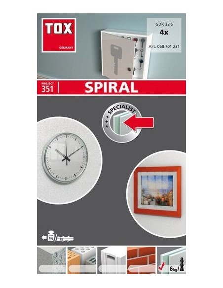 CAJA DE 50 TACOS + TORNILLOS PARA CARTON-YESO GDK SPIRAL (32 MM)