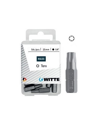 Puntas Torx STAINLESS de 25 mm en cajita de plástico (5 ud)