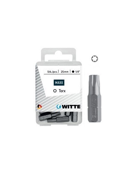 Puntas Torx STAINLESS de 25 mm en cajita de plástico (5 ud)