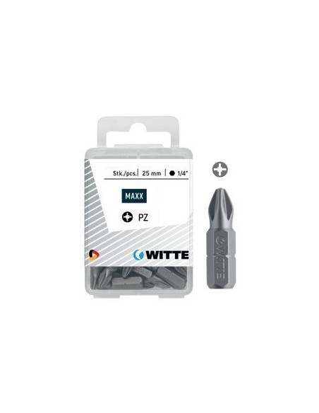 Puntas Pozidriv STAINLESS de 25 mm en cajita de plástico