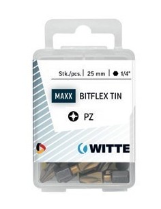 Puntas Pozidriv BITFLEX TIN de 25 mm en cajita de plástico