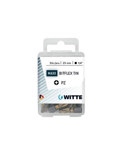 Puntas Pozidriv BITFLEX TIN de 25 mm en cajita de plástico