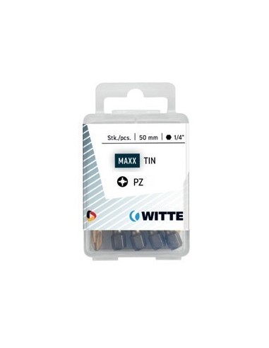 Puntas Pozidriv TIN de 50 mm en cajita de plástico (5 ud)