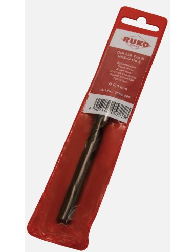Broca helicoidal DiN 338 tipo N HSS-G vaporizada negra en bolsa de plástico