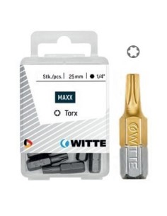 Puntas Torx TIN de 25 mm en cajita de plástico (5 ud)