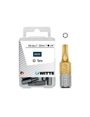 Puntas Torx TIN de 25 mm en cajita de plástico (5 ud)