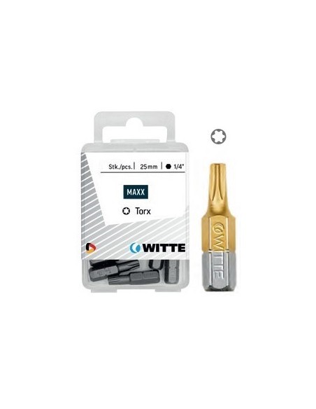 Puntas Torx TIN de 25 mm en cajita de plástico (5 ud)