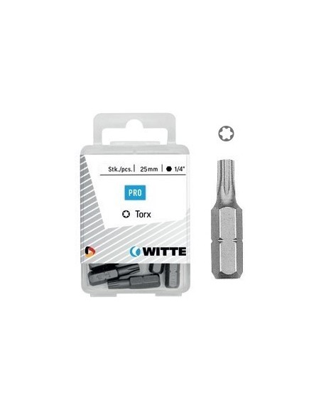 Puntas Torx TIN de 25 mm en cajita de plástico (5 ud)