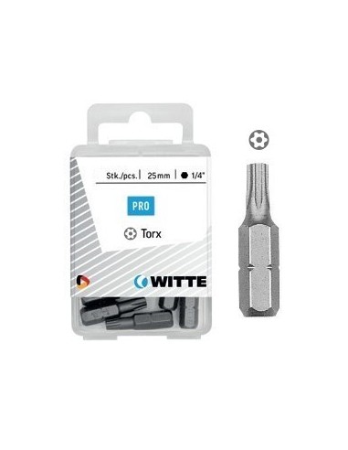 Puntas Torx de seguridad de 25 mm en cajita de plástico (5 ud)