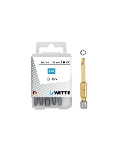 Puntas Torx TIN de 50 mm en cajita de plástico (5 ud)