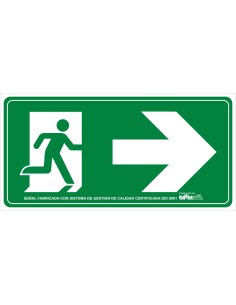 Señal evacuación flecha derecha PVC