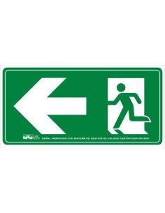 Señal evacuación flecha izquierda PVC
