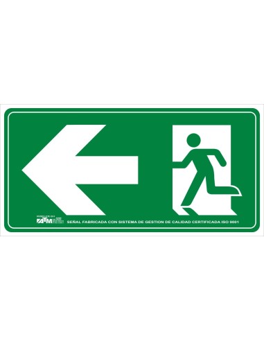 Señal evacuación flecha izquierda PVC