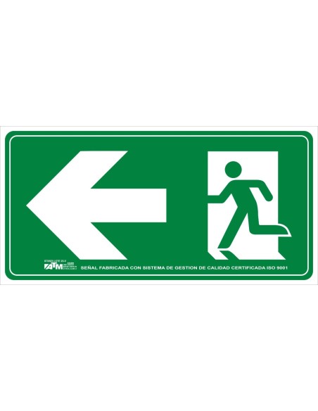 Señal evacuación flecha izquierda PVC