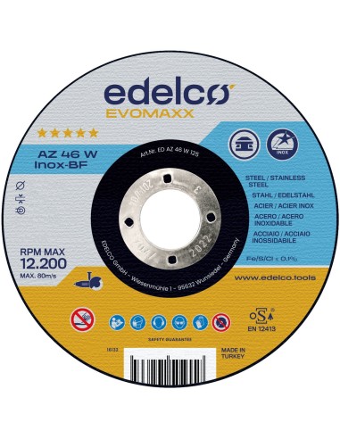 Disco de corte metal para máquina portátil AZ 46 W INOX EvoMaxx
