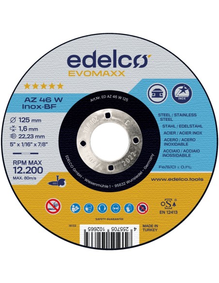 Disco de corte metal para máquina portátil AZ 46 W INOX EvoMaxx