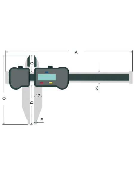 Calibre de taller digital con bocas móviles e intercambiables