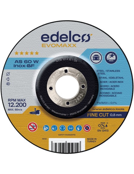 Disco de corte metal para máquina portátil AS 60 W INOX EvoMaxx