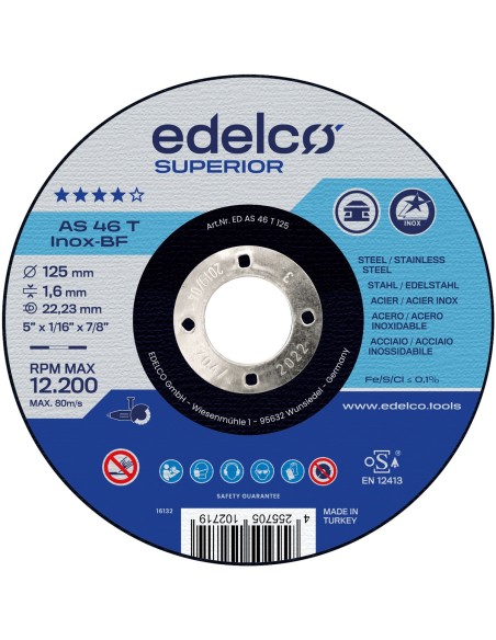 Disco de corte metal para máquina portátil AS 46 T INOX Superior