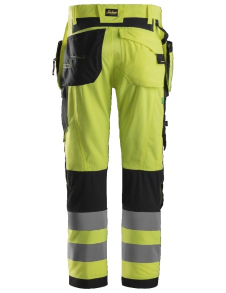 6932 Pantalon largo FlexiWork+ alta visibilidad con bolsillos flotantes clase 2 amarillo/negro