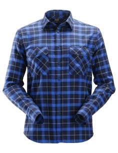 8516 Camisa de manga larga de franela de cuadros AllroundWork azul marino/ azul