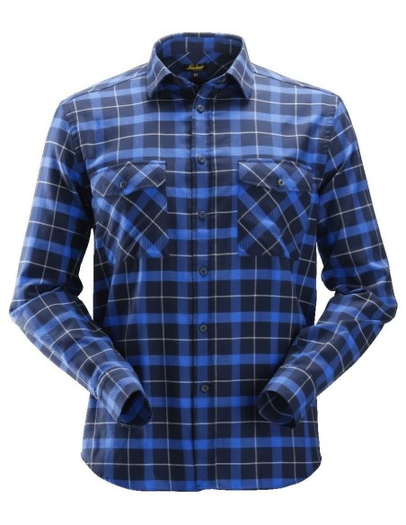 8516 Camisa de manga larga de franela de cuadros AllroundWork azul marino/ azul