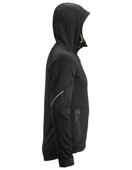 8002 Chaqueta con capucha de forro polar elastico Polartec Power Stretch 2.0 FlexiWork negro