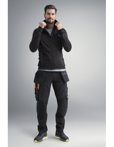 8002 Chaqueta con capucha de forro polar elastico Polartec Power Stretch 2.0 FlexiWork negro